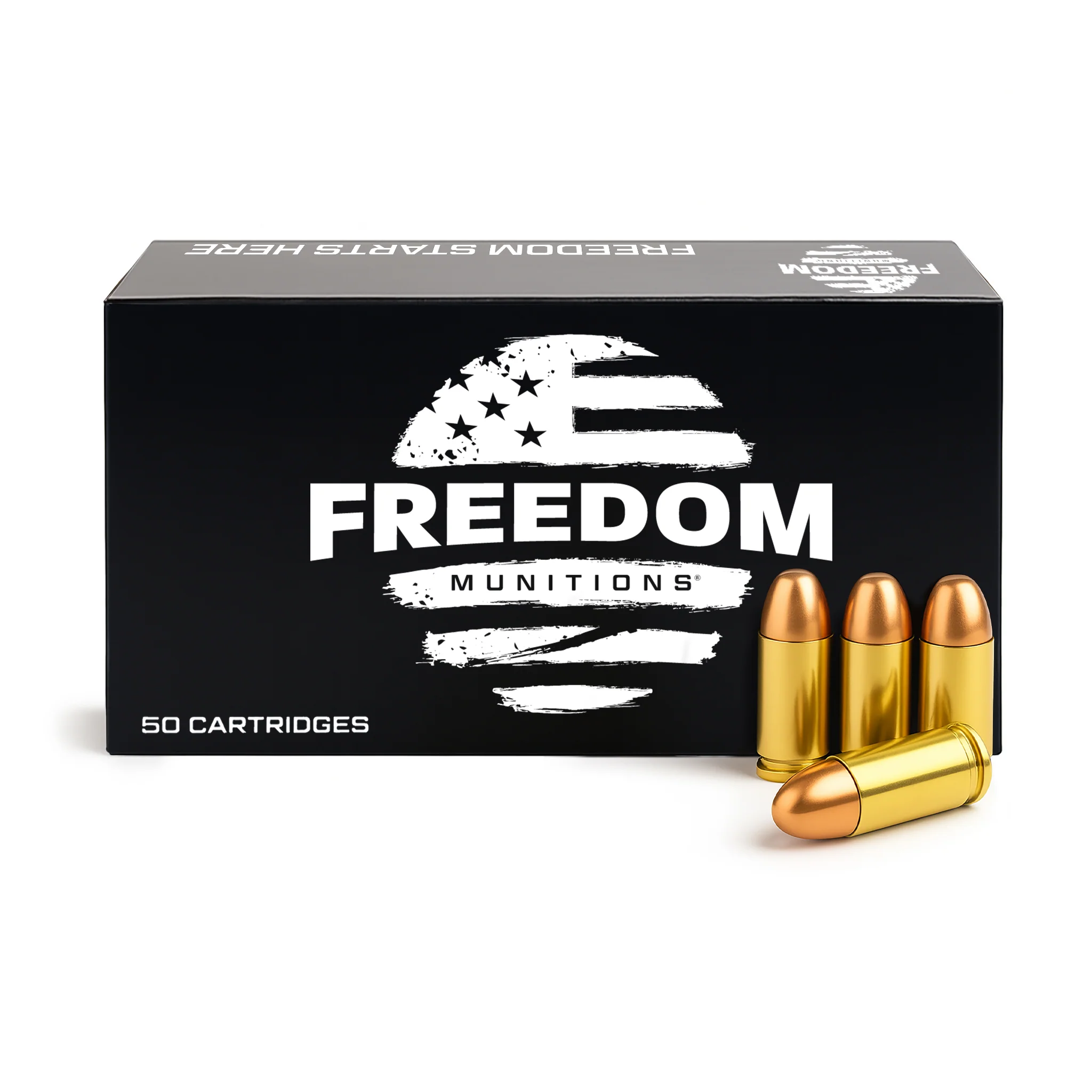 Freedom Munitions 9mm Luger Ammo- 115 Gr Full Metal Jacket (FMJ), 50 rounds, New