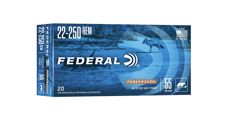 Federal 22-250 Rem 55 GR JSP 20 Rounds (22250A)