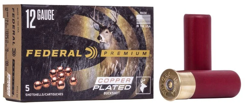 Federal Premium 12 GA 2-3/4" 9 Pellets, 00 Buck, Copper Plated (P15400)