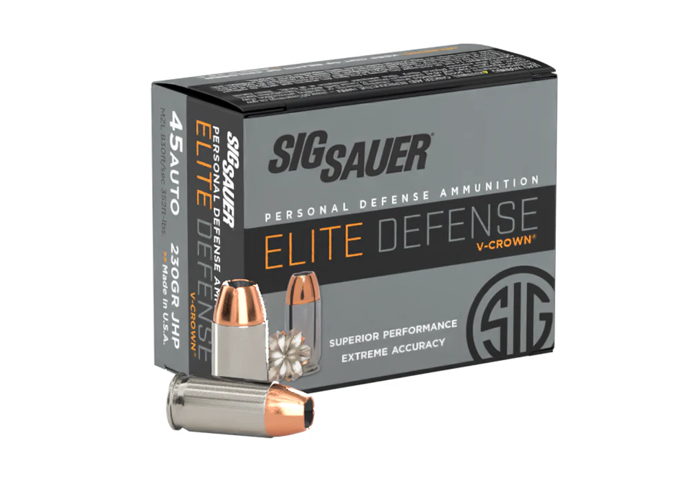 SIG Sauer 45ACP Elite Defense Vcrown 185gr JHP (E45AP0-20)