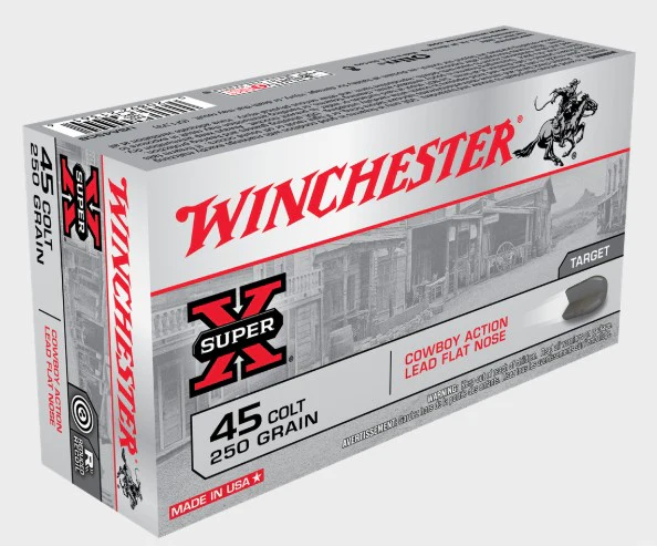 Winchester SUPER -X HANDGUN .45 Colt 250 grain Lead Flat Nose (USA45CB)