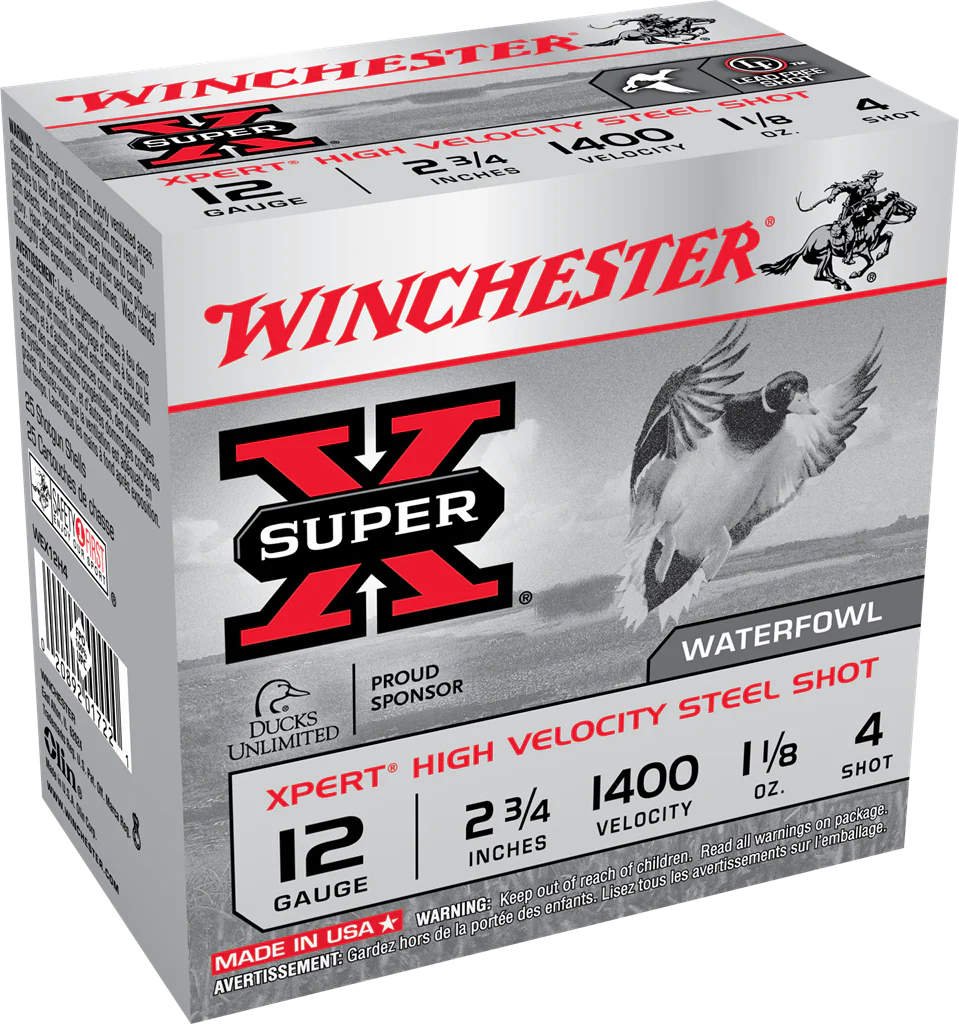 Winchester XPERT 12 GA. 2-3/4 IN. High Velocity Steel Shot #4 SHOT 25 RDS (WEX12H4)
